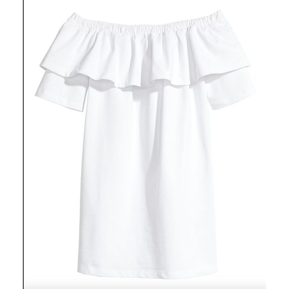H&M White Off the Shoulder Mini Dress - size 8 - Picture 6 of 7
